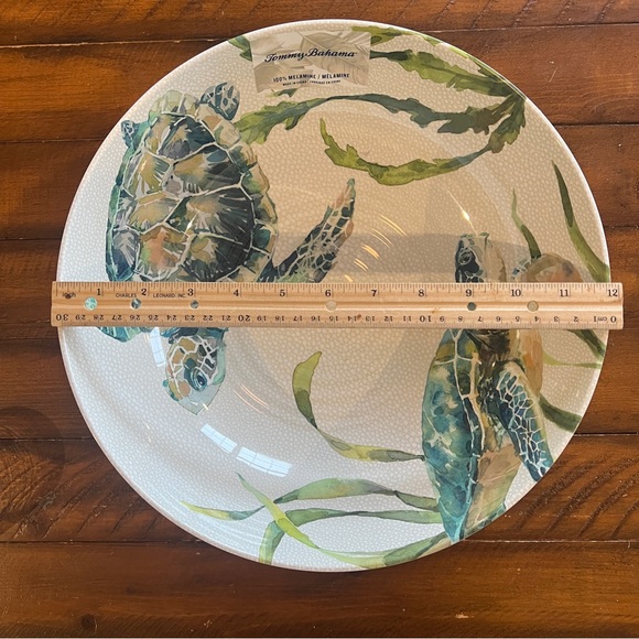 Tommy Bahama Melamine Sea Turtles Large 12” Serving Bowl Coastal Ocean New - Picture 7 of 9
